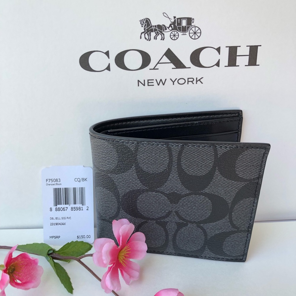 Coach Men’s Double Billfold Wallet F57083 - Picture 6 of 8